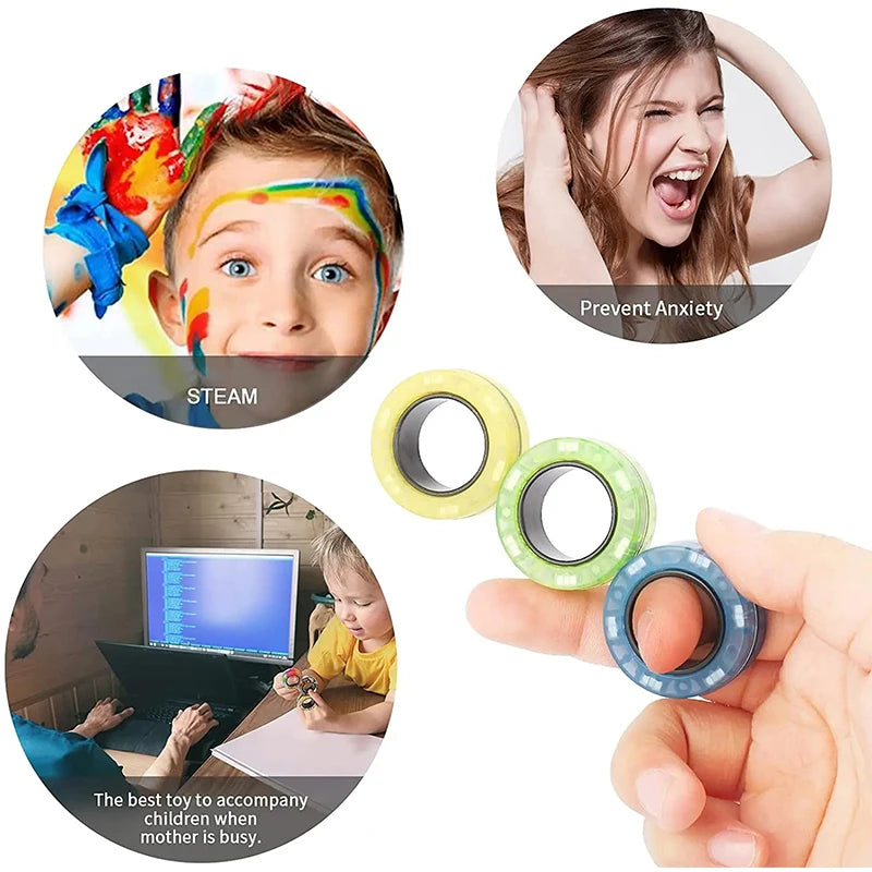 Magnetic Fidget Spinner Rings – Set of 3