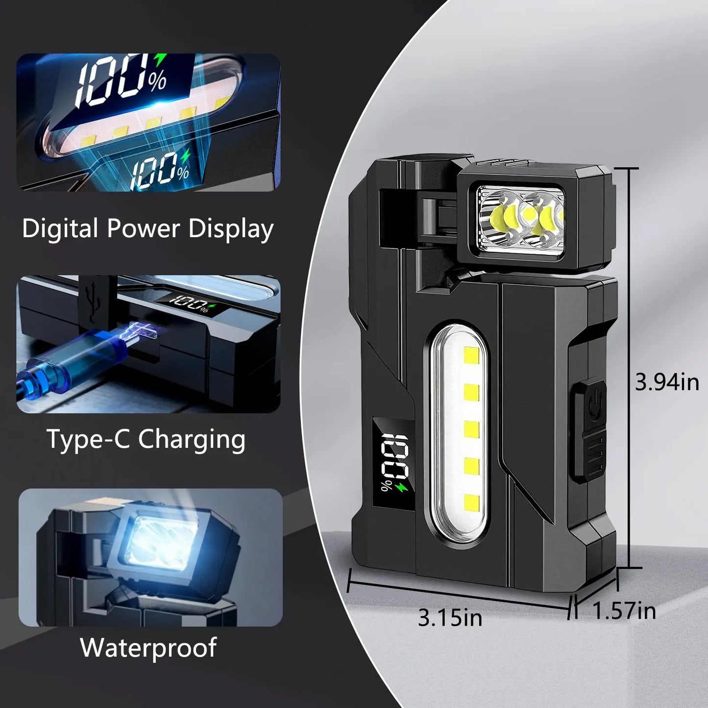 EDC Mini Rechargeable LED Flashlight with Magnetic Base & Clip