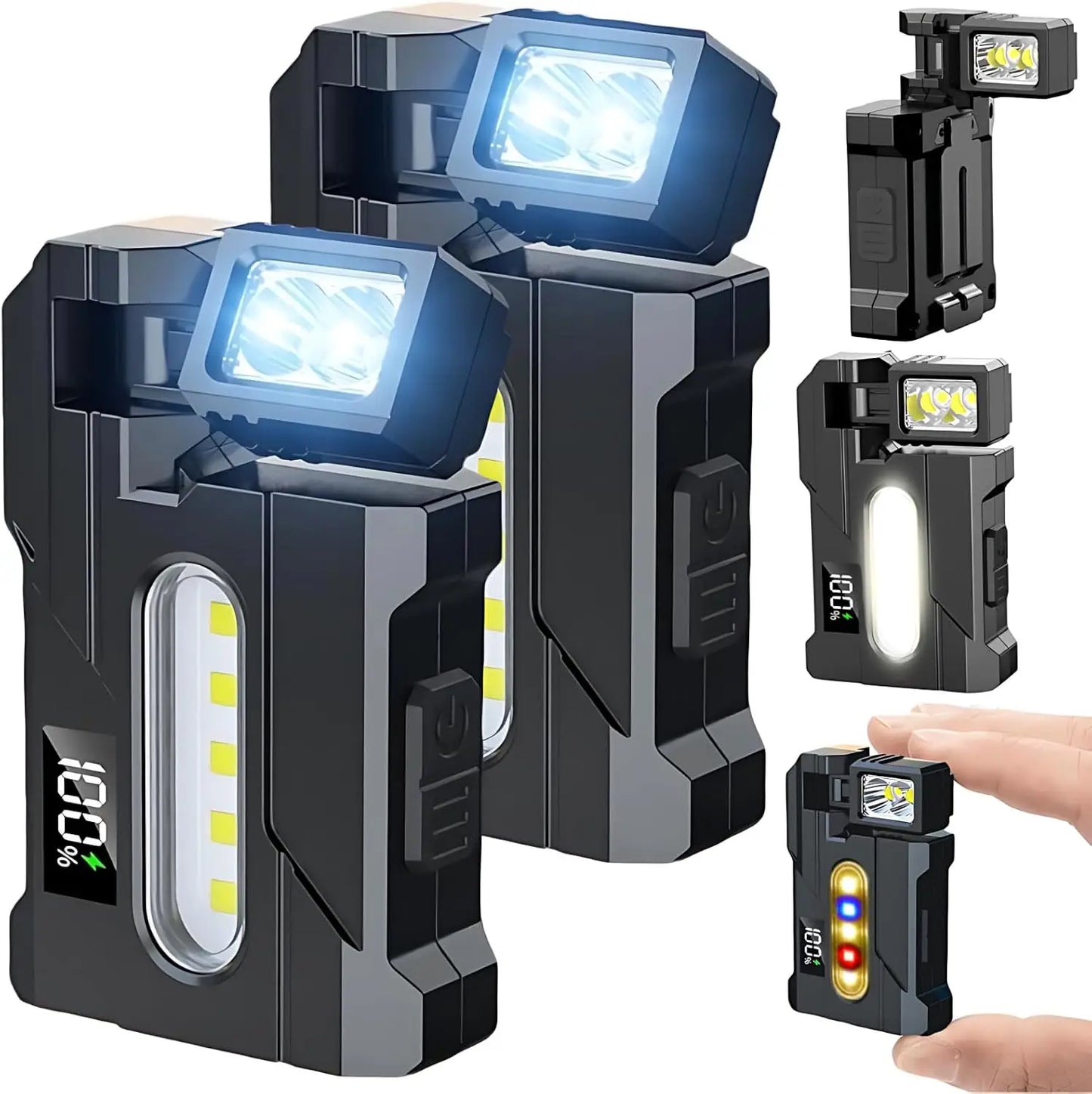 EDC Mini Rechargeable LED Flashlight with Magnetic Base & Clip